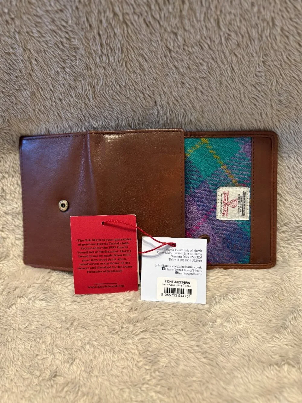 Harris Tweed Barra Purse Wallet A0222 | NWT | Genuine Leather & Authentic Harris